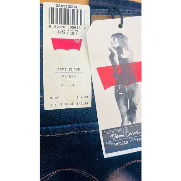 NWT! Levi's Women's Demi Curve Slim Richest Indigo Jeans 4S/27 - Picture 13 of 14